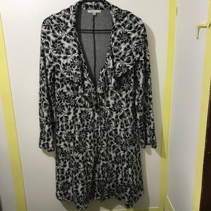 Fever Floral Ruffle Neck Button Jacket